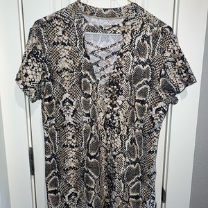 Snakeprint LaceUp Top